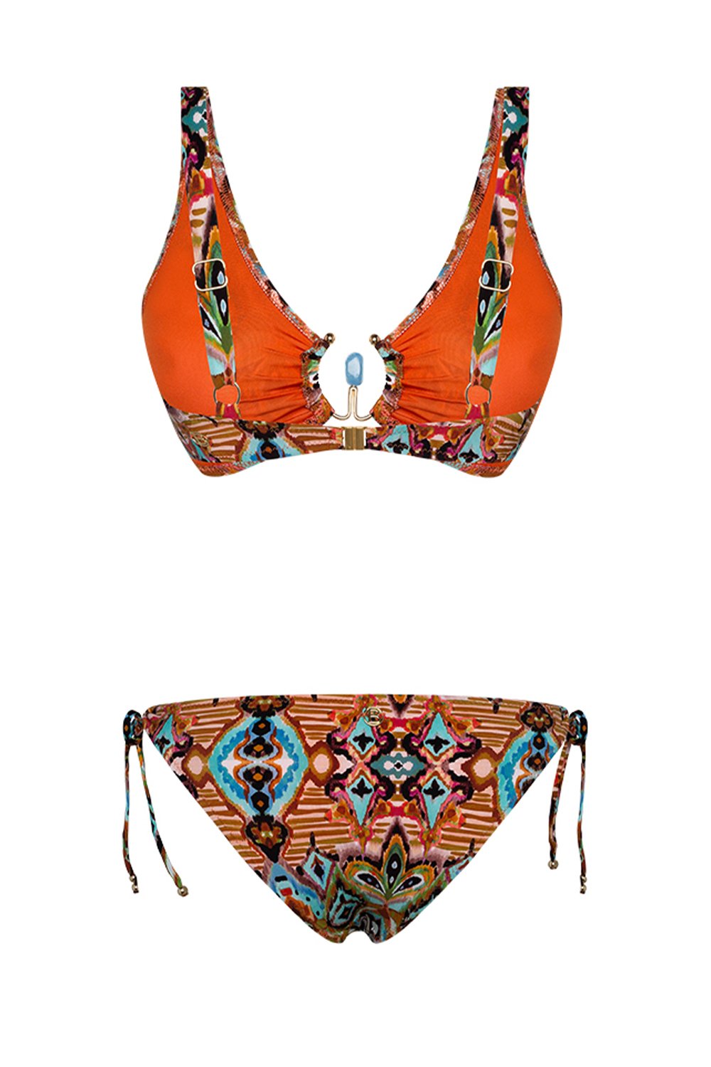 Bonesta-Shib Tapa Ethnic Pattern Aksesuarlı Toparlayıcı Bikini Takımı-Bikini & Mayo-5-roqelvaxirum.shop