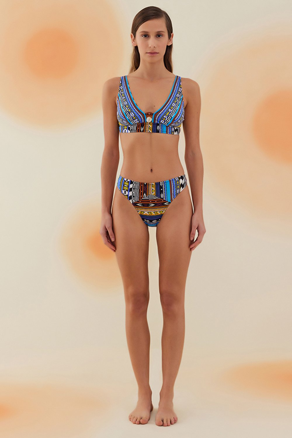 Bonesta-Ubari Navajo Ethnic Pattern Aksesuarlı Toparlayıcı Bikini Takımı-Bikini & Mayo-1-roqelvaxirum.shop