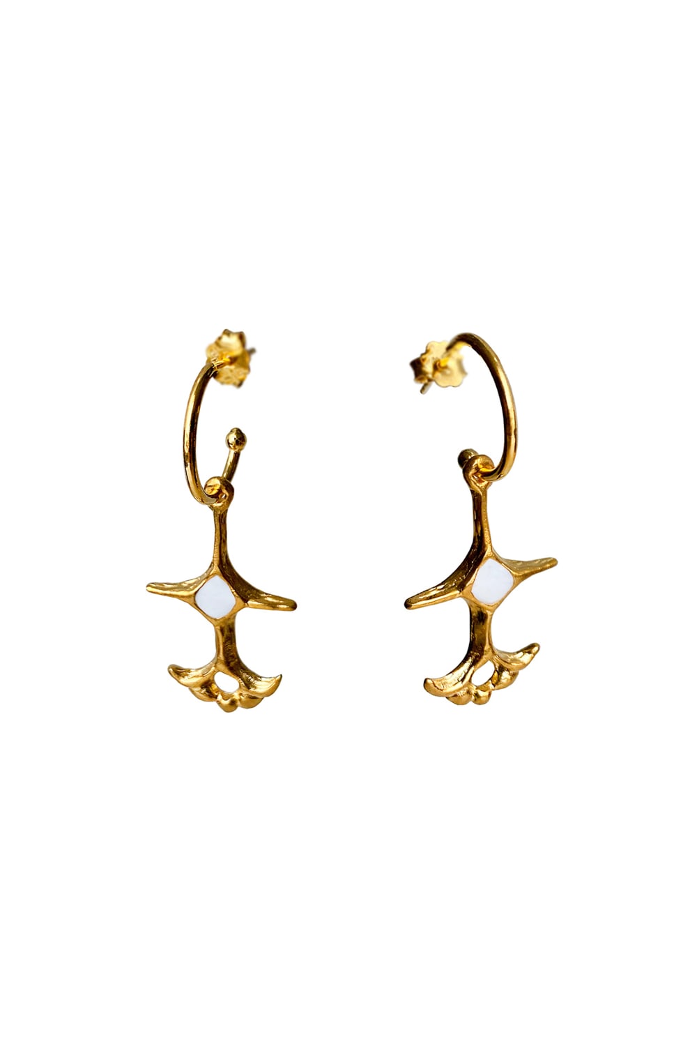 Brambuta-Ankh Beyaz Mineli Gold Küpe-Küpe-2-roqelvaxirum.shop