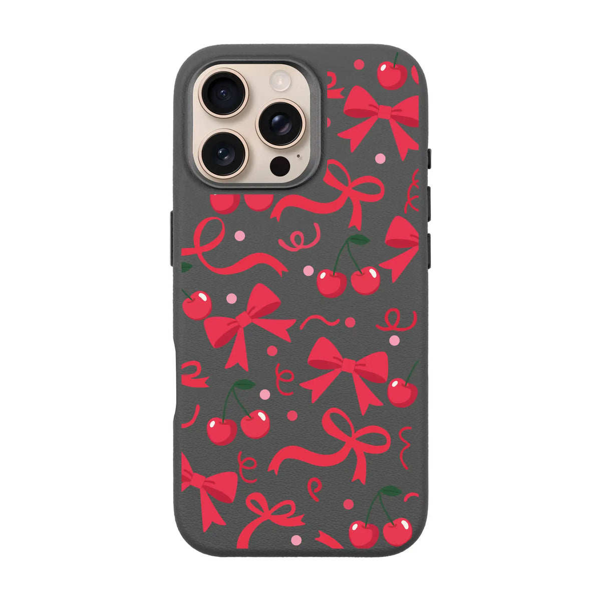 Cherry Ribbon-Leather Premium Kılıf Magsafe Özellikli - Iphone 16 Pro