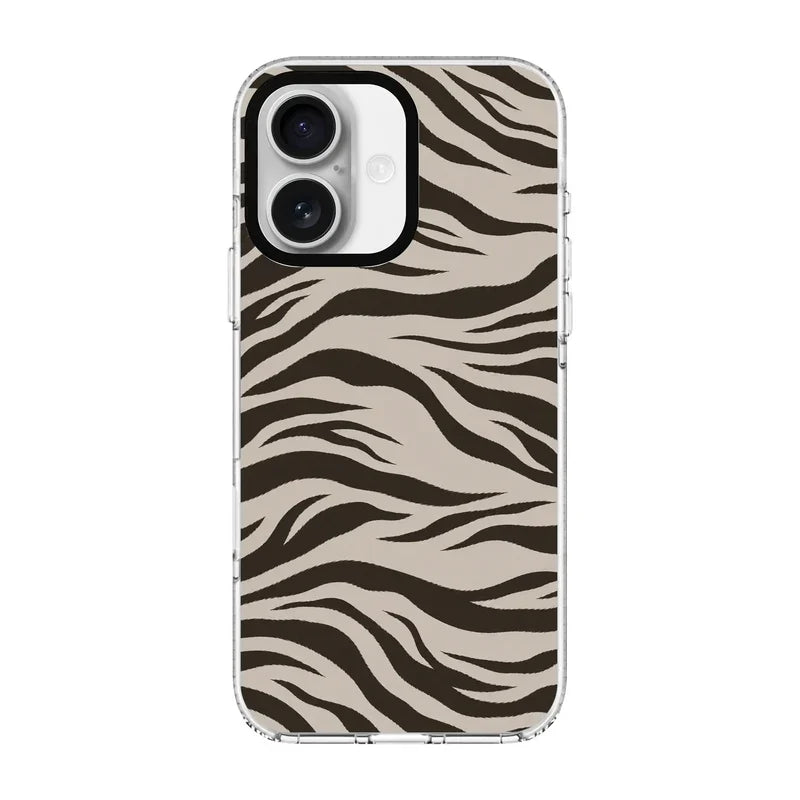 Espresso Zebra-Clear Kılıf Magsafe Özellikli - Iphone 16 Plus