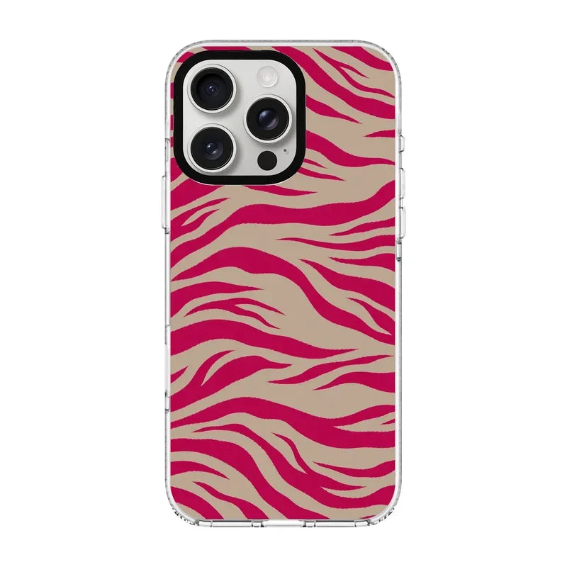 Fuchsia Zebra-Clear Kılıf Magsafe Özellikli - Iphone 16 Pro Max