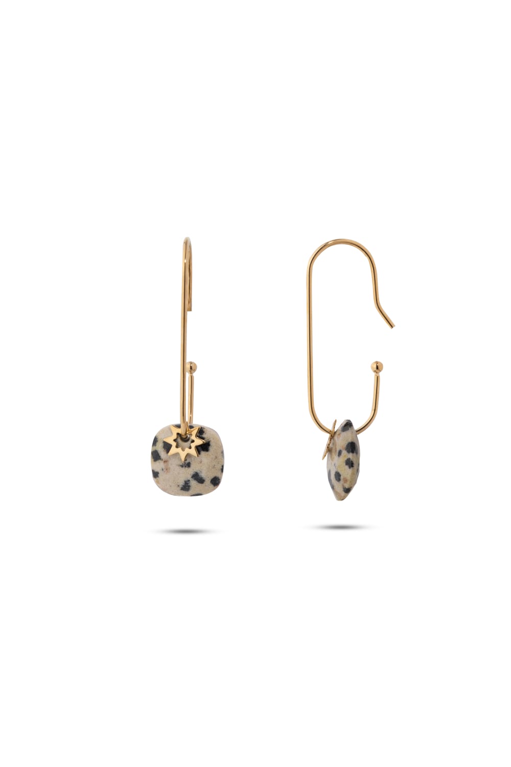 Chaseldor-Hoshi Gold Leopar Desenli Doğal Taşlı Çelik Kadın Küpe-Küpe-1-roqelvaxirum.shop