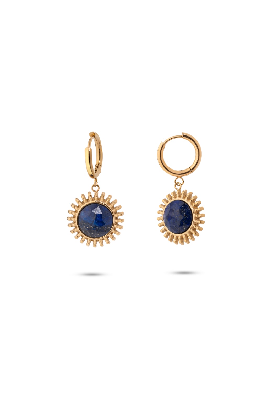 Chaseldor-Sun Gold Lacivert Doğal Taşlı Altın Kaplama Çelik Kadın Küpe-Küpe-1-roqelvaxirum.shop
