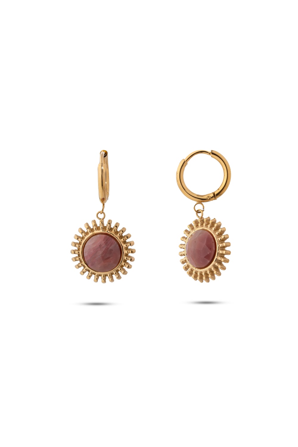Chaseldor-Sun Kırmızı Doğal Taşlı Çelik Kadın Küpe-Küpe-1-roqelvaxirum.shop