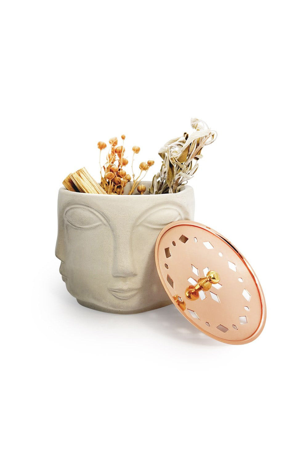 Coho Objet-Coho Concre Boz El Dökümü Bakır Kapaklı Tütsü Çanağı-Tütsülük-2-roqelvaxirum.shop