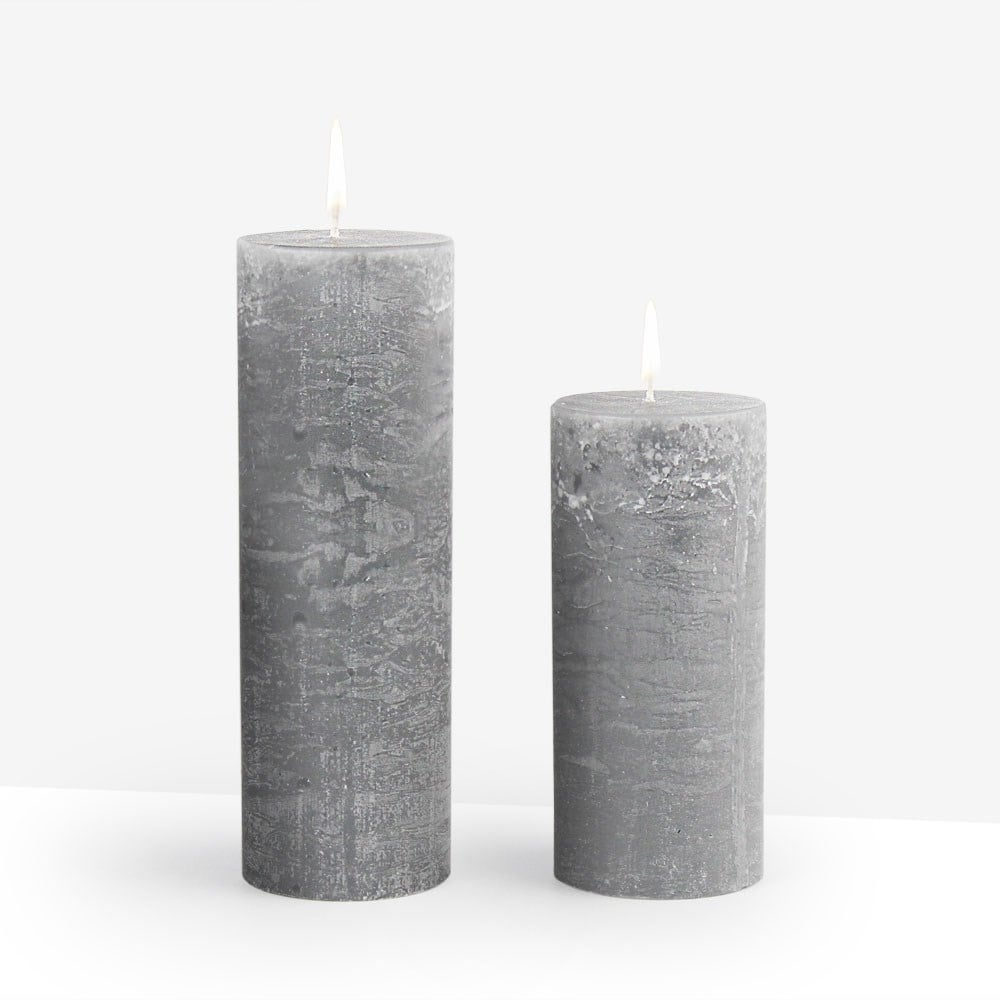 Coho Objet-Coho Lumina Rustic Antrasit Silindir Mum 20&15 Cm 2 Li Set-Lumina Serisi Mumlar-1-roqelvaxirum.shop