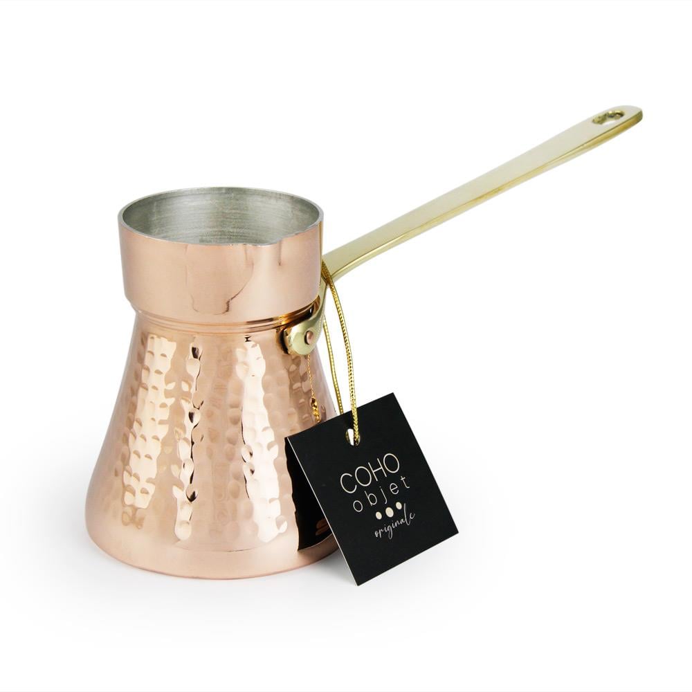 Coho Objet-Coho Lux Hatır Dövme Bakır Türk Kahvesi Cezvesi L-Artisan Serisi Bakır Cezveler-6-roqelvaxirum.shop