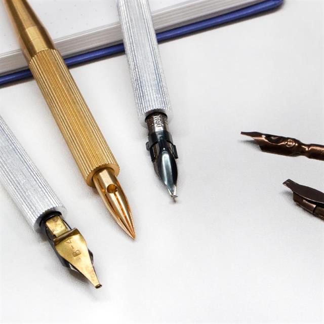 Colorverse-Shuttle Nib Holder Large Brass Divit Kalem Uç Tutucu-Kaligrafi Kalemleri-3-roqelvaxirum.shop