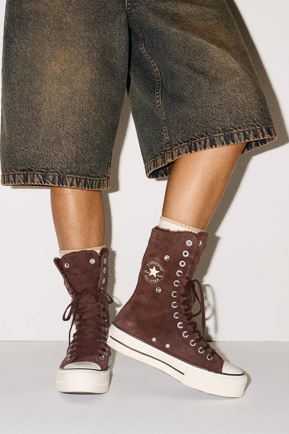 Converse-Chuck Taylor All Star Fold Over Lift Kadın Kahverengi Süet Sneaker-Sneakers-10-roqelvaxirum.shop