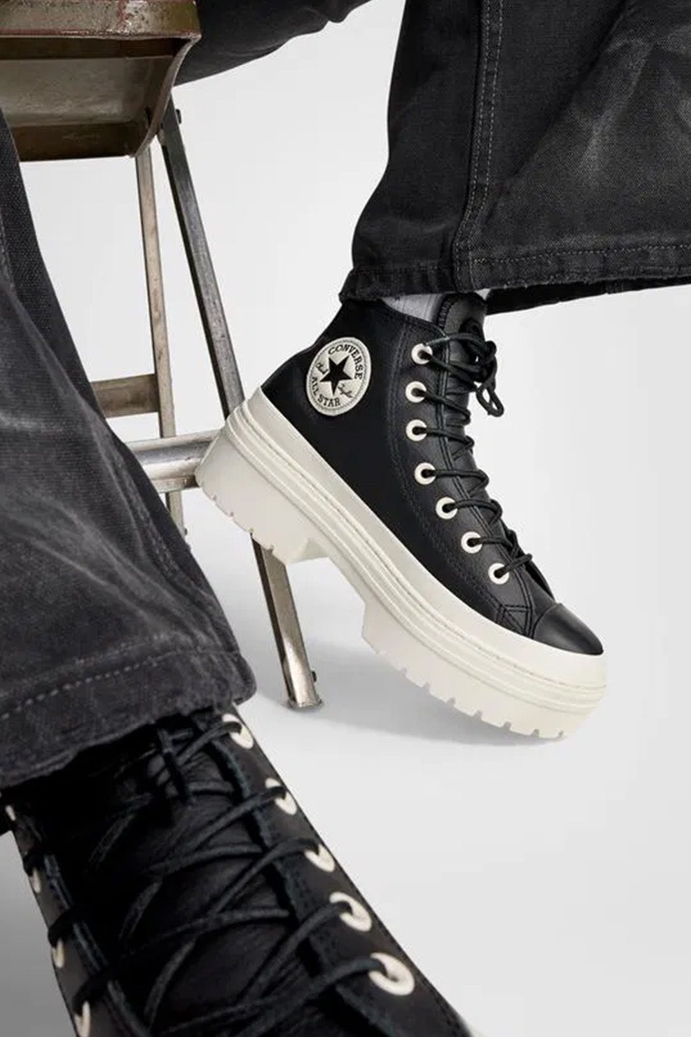 Converse-Chuck Taylor All Star Lugged Heal Platform Siyah Kadın Deri Bot-Bot-10-roqelvaxirum.shop