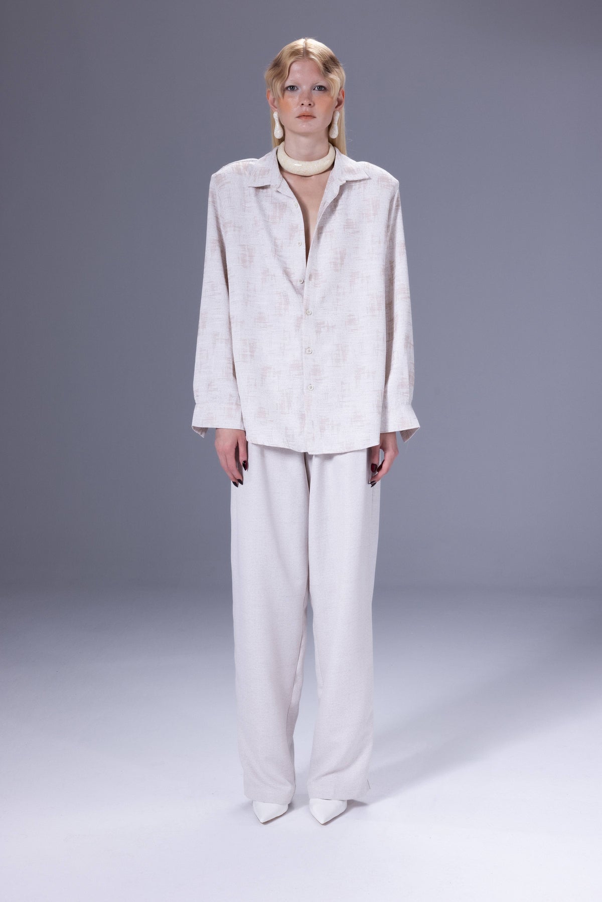 Death Is Easy-Textured Relaxed Shirt-Gömlek-1-roqelvaxirum.shop