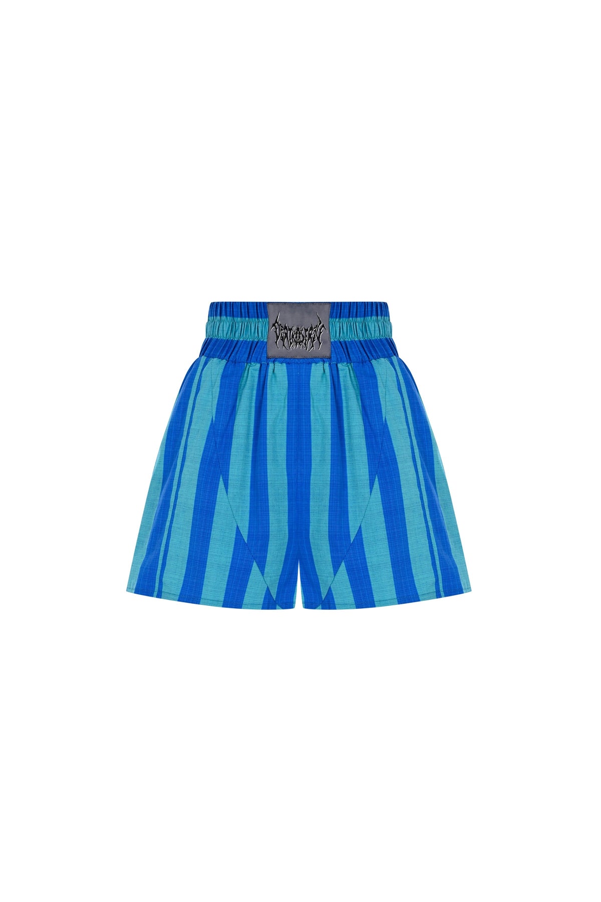 Death Is Easy-Turquoise Blue Striped Boxer Shorts-Şort-1-roqelvaxirum.shop