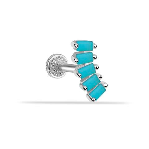 Dianora Piercing-14 Ayar Altın 5 Firuze Rengi Baget Taşlı Minimal Tragus Piercing-Tragus Piercing-2-roqelvaxirum.shop