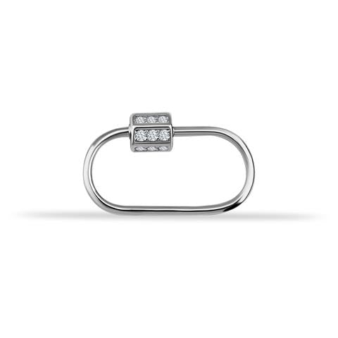 14 Ayar Altın Taşlı İnce Charm Kilidi Carabiner - 2