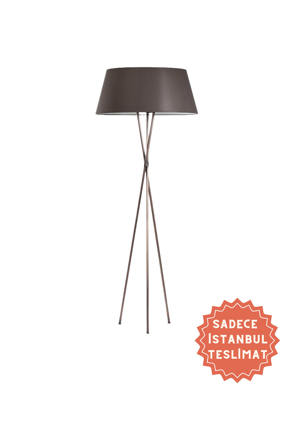 Estetik Decor-Lambader Cibuti & Trio Set – Gri Kumaş/ Eskitme Bakır Ayak-Dekoratif Aydınlatma-1-roqelvaxirum.shop