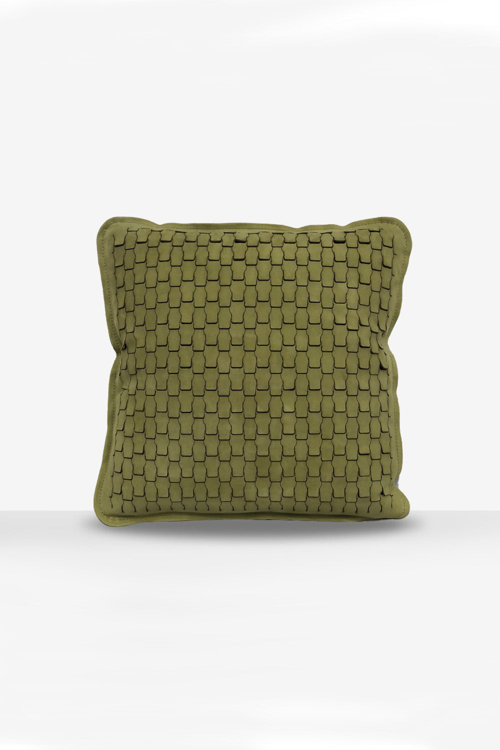 Estetik Decor-Yastık Hakiki Deri Lamelle Fıstık Yeşili – Kesme Desenli (45x45 Cm)-Yastık-1-roqelvaxirum.shop