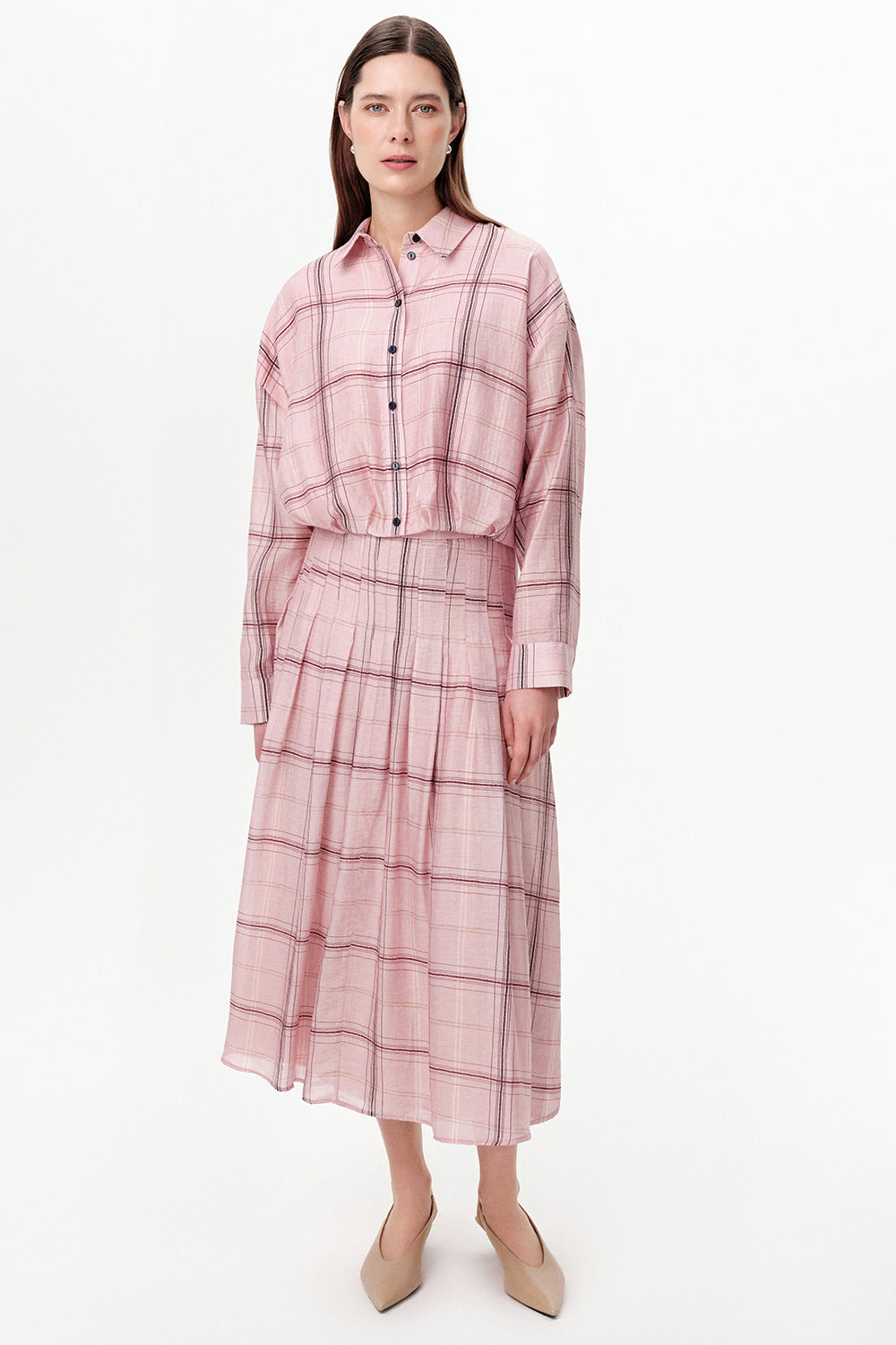 Exquise-Pileli Astarlı Tencel Karışımlı Midi Regular Etek-Etek-2-roqelvaxirum.shop
