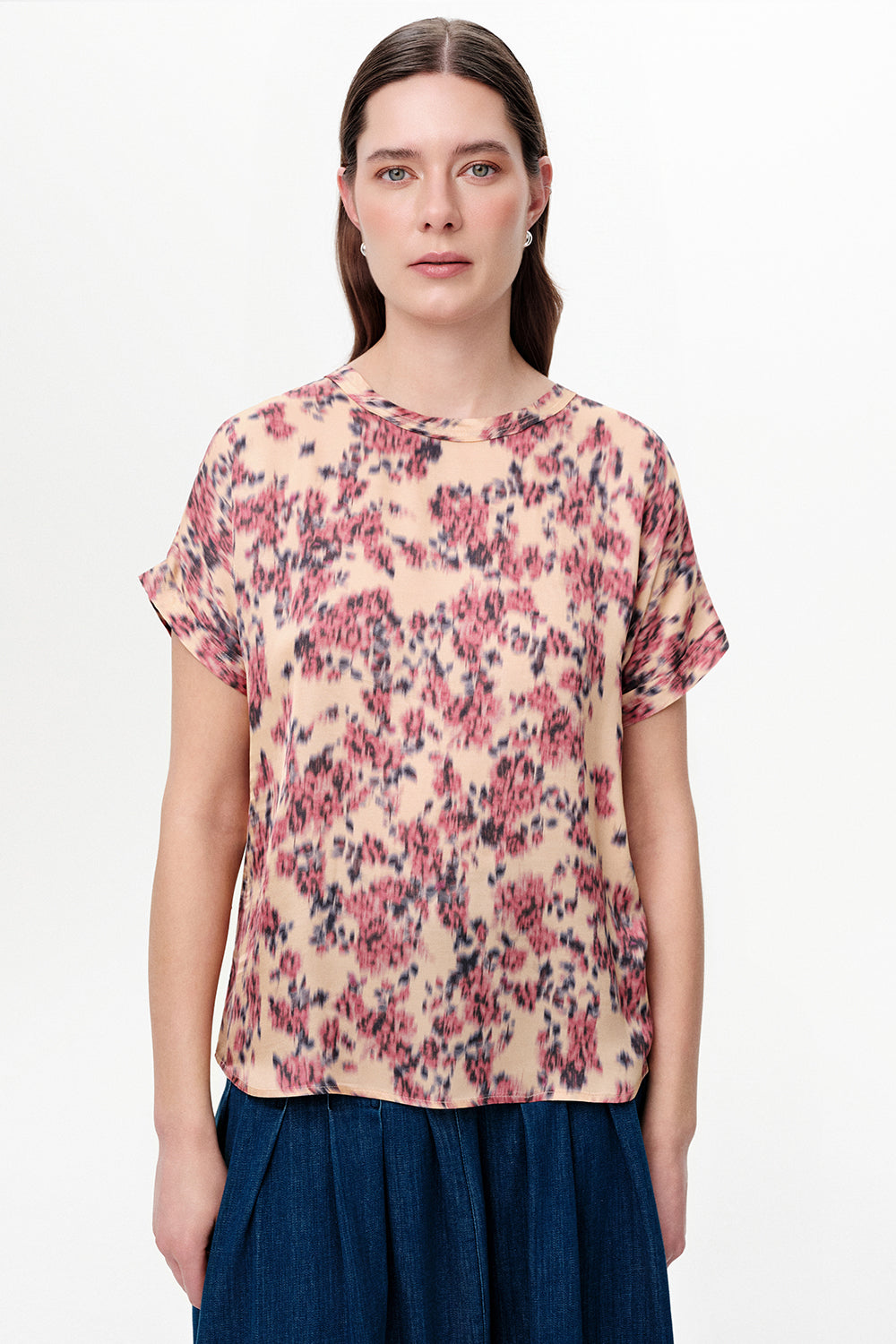 Exquise-Düşük Kollu Saten Yüzeyli Regular Çok Renkli Bluz-Bluz-2-roqelvaxirum.shop