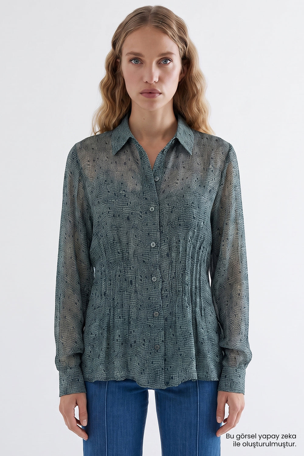 Exquise-Slim Fit Şifon Gömlek – Çok Renkli̇-Gömlek-1-roqelvaxirum.shop