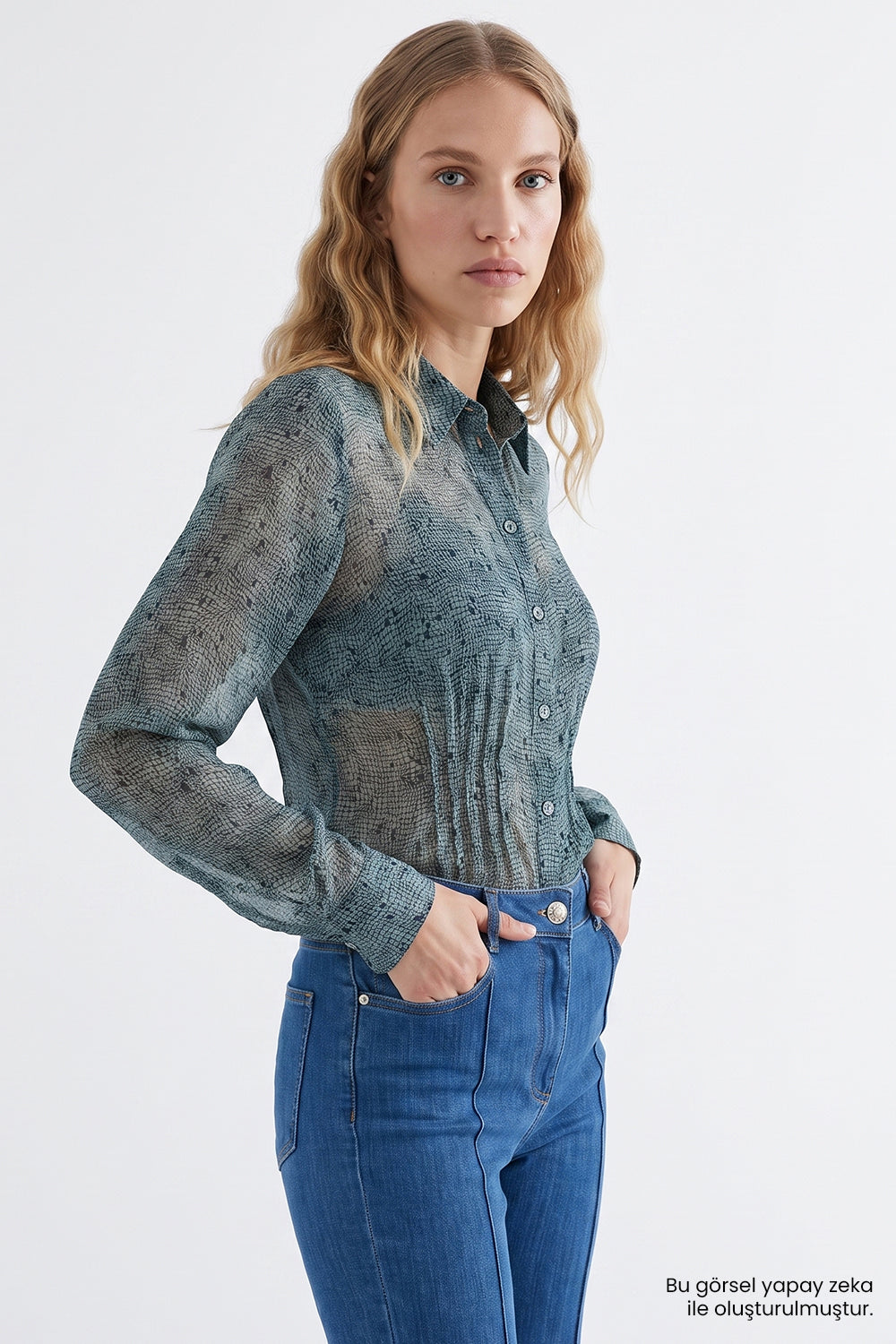 Exquise-Slim Fit Şifon Gömlek – Çok Renkli̇-Gömlek-2-roqelvaxirum.shop