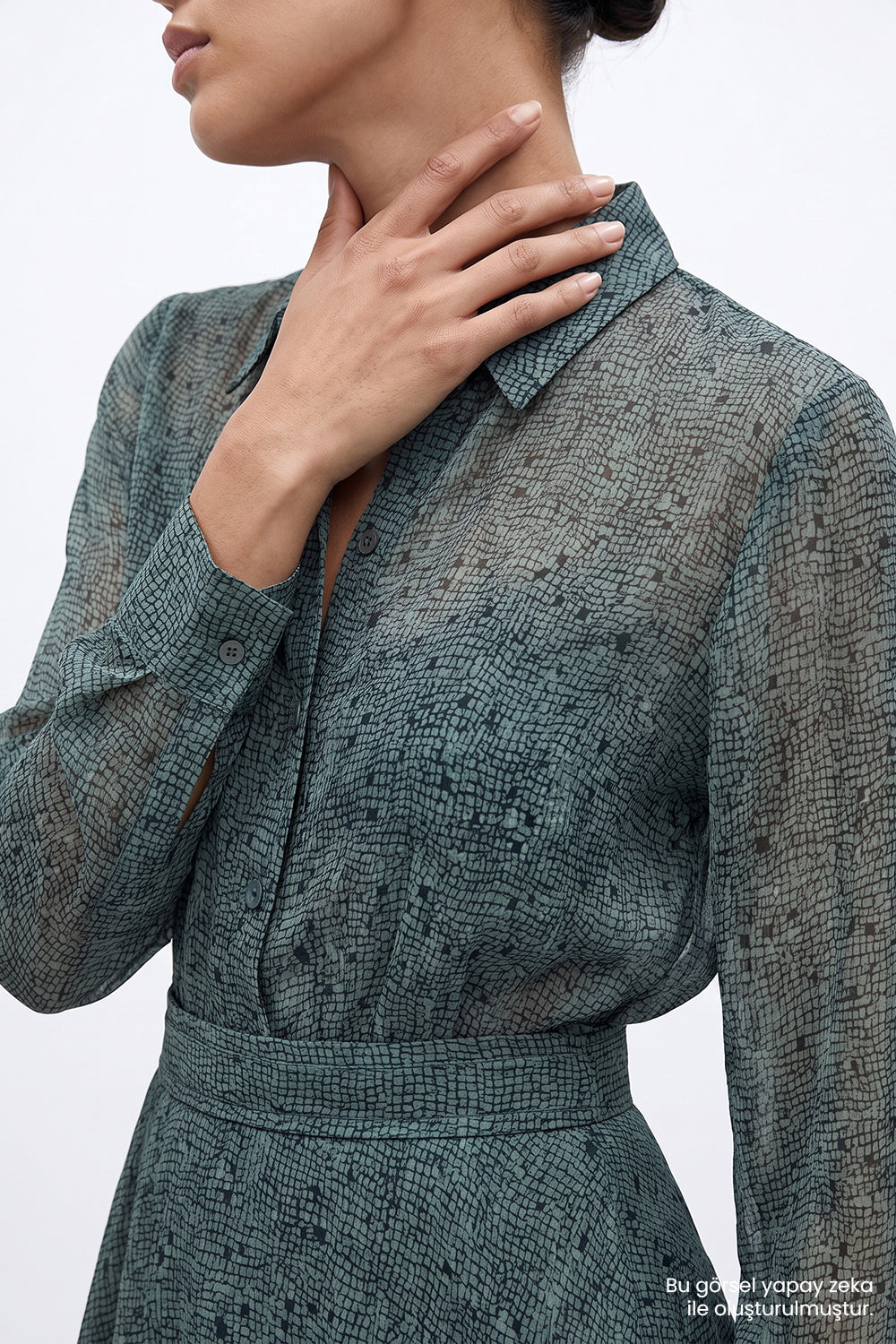 Exquise-Slim Fit Şifon Gömlek – Çok Renkli̇-Gömlek-4-roqelvaxirum.shop