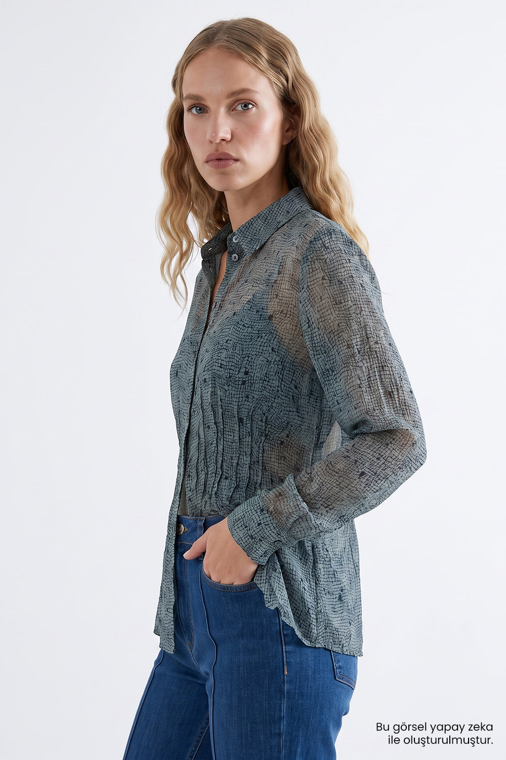 Exquise-Slim Fit Şifon Gömlek – Çok Renkli̇-Gömlek-6-roqelvaxirum.shop