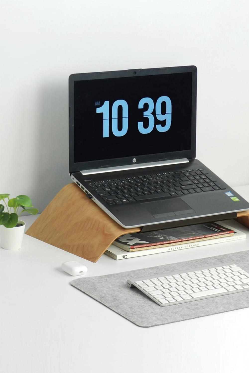 Fagus Wood-Dayanıklı Ahşap Notebook Yükseltici ve Tutucu Masa Üstü Laptop Standı (Kayın)-Laptop Standı-12-roqelvaxirum.shop