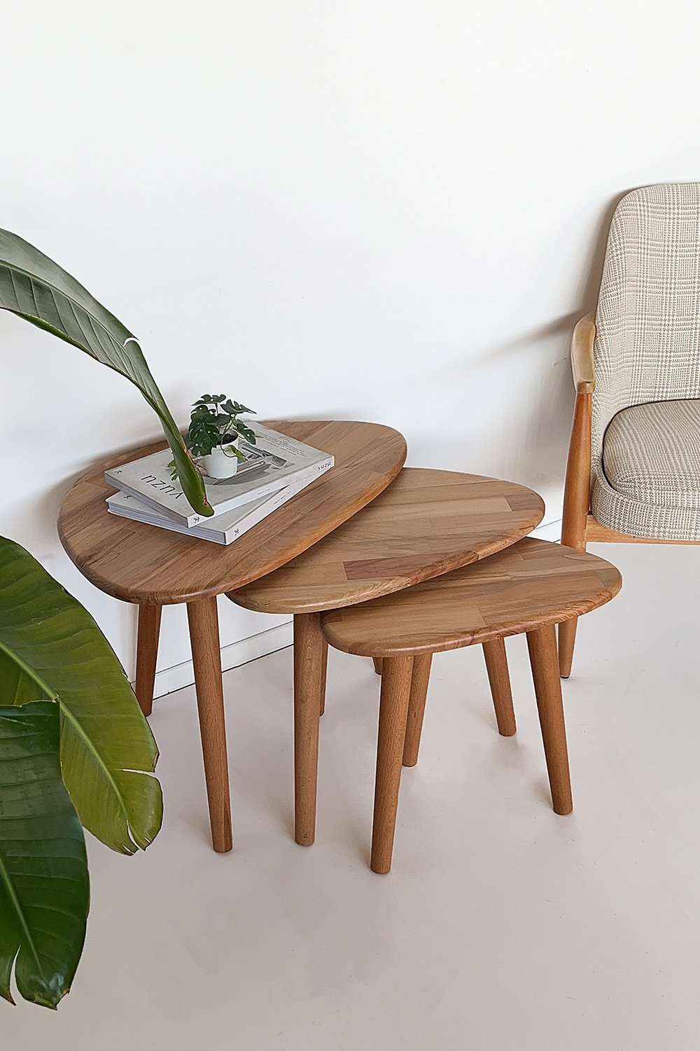 Fagus Wood-Doğal Masif Ahşap Damla Sehpa Seti - 3'lü Zigon Set Modern Ve Minimalist Sehpa Takımı (yan Sehpa, Orta Sehpa, Dekoratif Sehpa) (kayın)-Sehpa-1-roqelvaxirum.shop