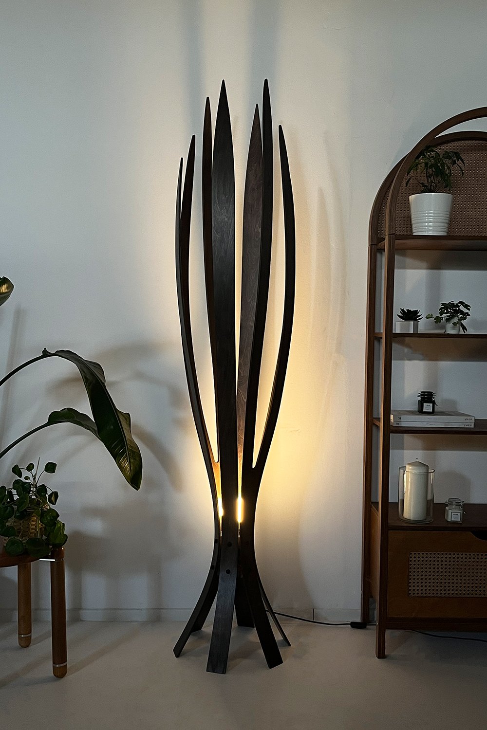 Fagus Wood-''hedra Lambader, İskandinav Tarzı Ahşap Lambader, Dekoratif Yer Lambası, Modern Salon Aydınlatma'' (cevi̇z)-Lambader-6-roqelvaxirum.shop