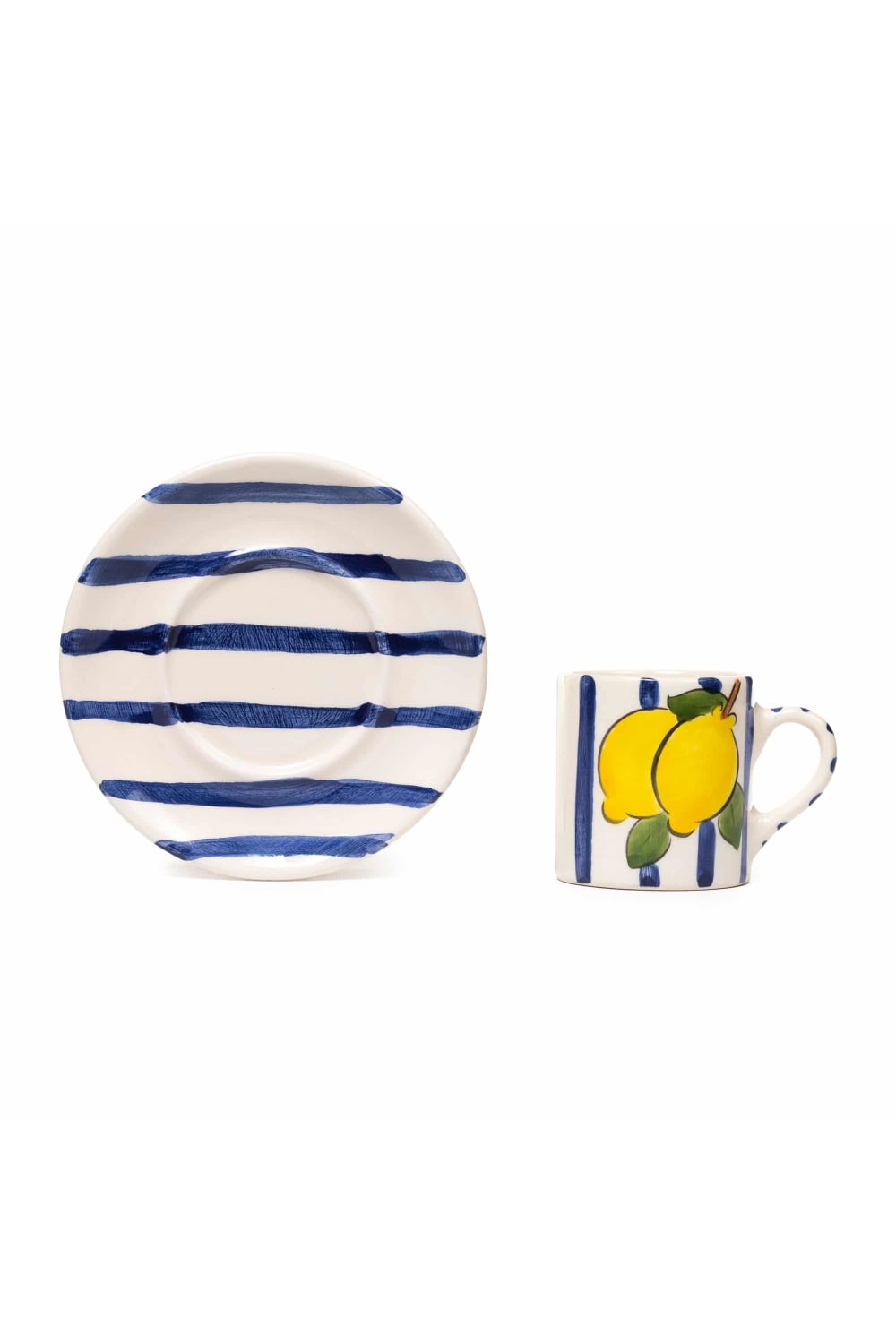 Feeling Good Inside-Dark Blue Lemon Line Handled Coffee Set-Bardak-2-roqelvaxirum.shop