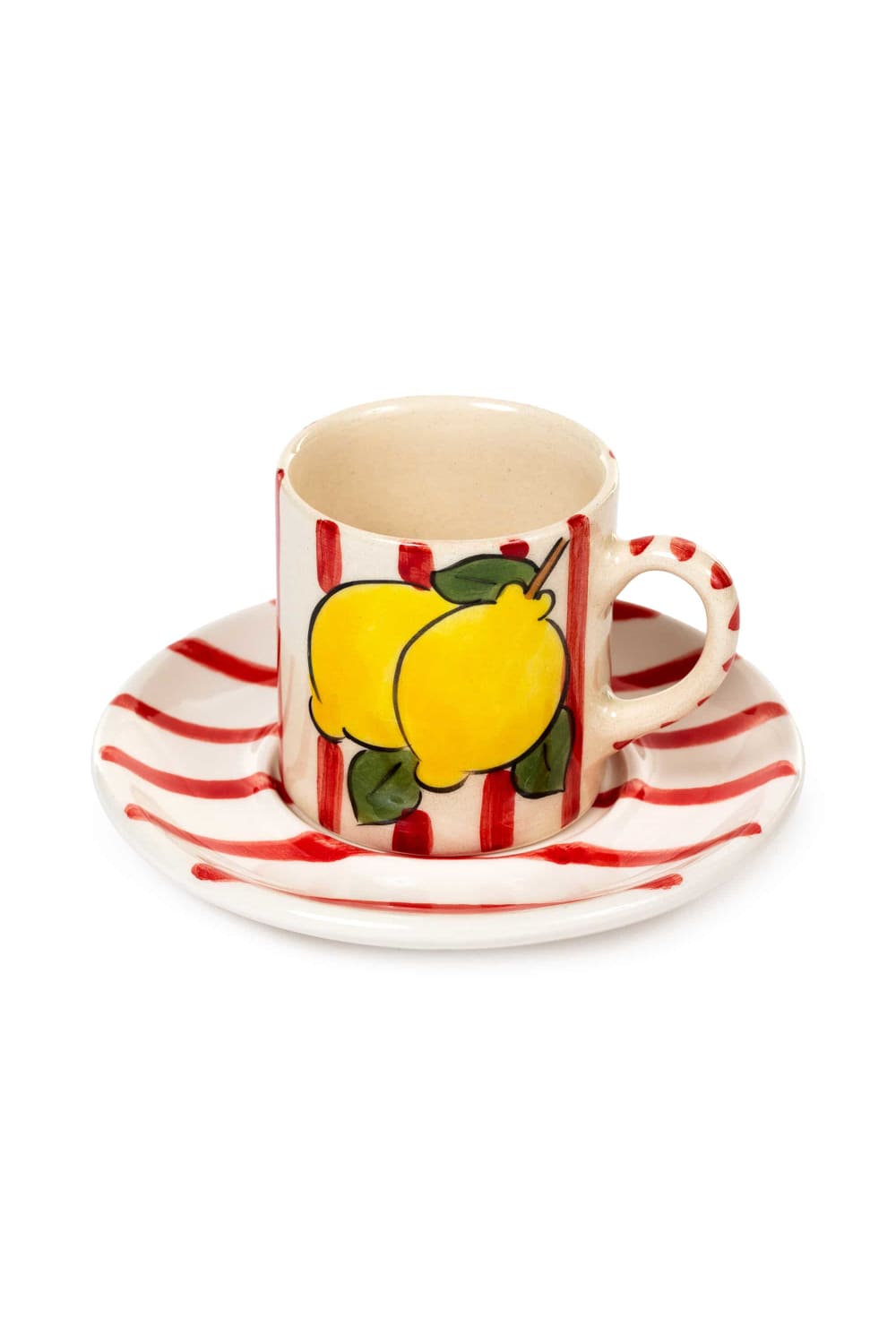Feeling Good Inside-Red Lemon Line Handled Coffee Set-Bardak-1-roqelvaxirum.shop