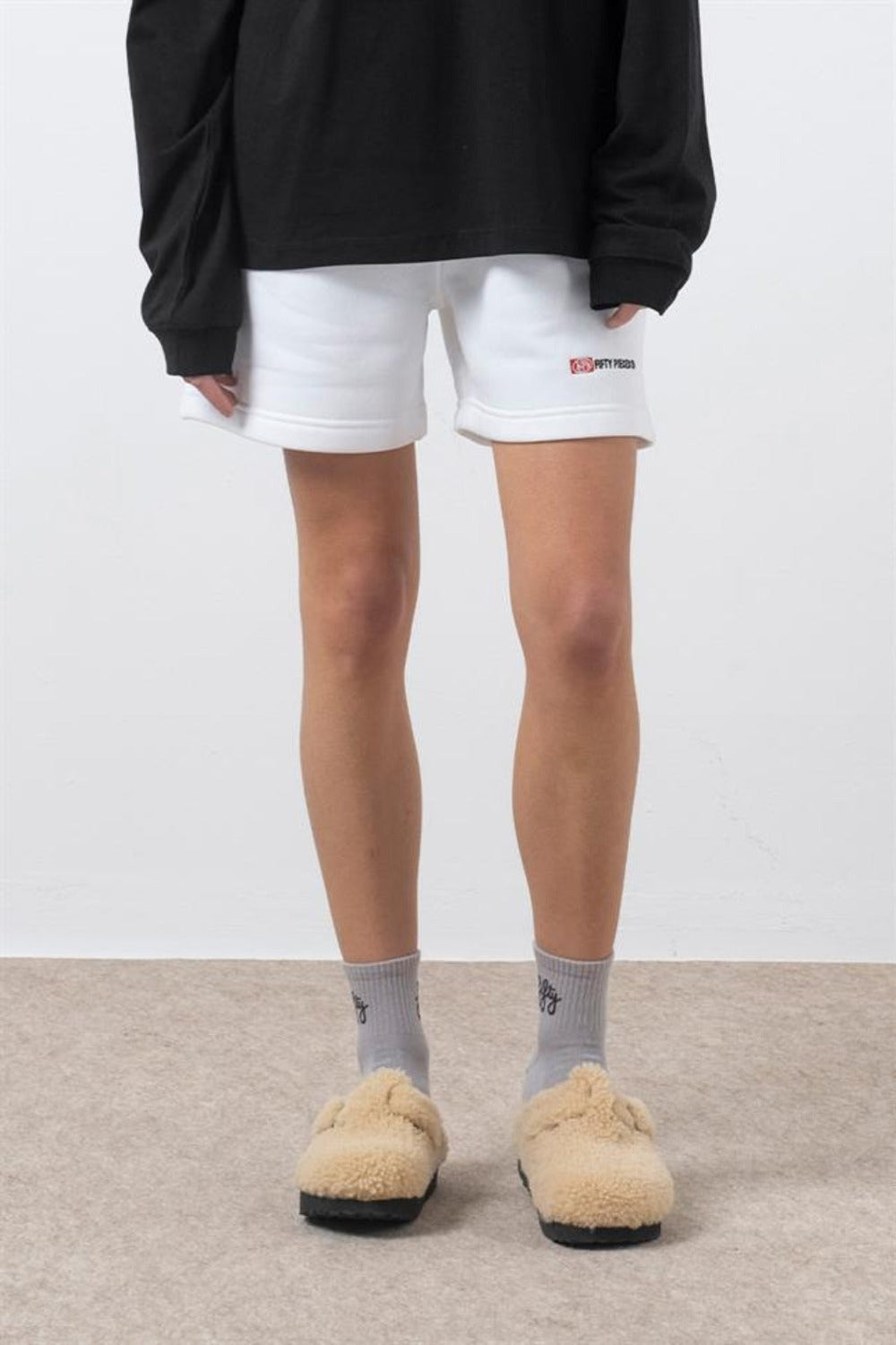 Fifty Pieces-Beyaz Bermuda Jogger Şort-Şort-2-roqelvaxirum.shop