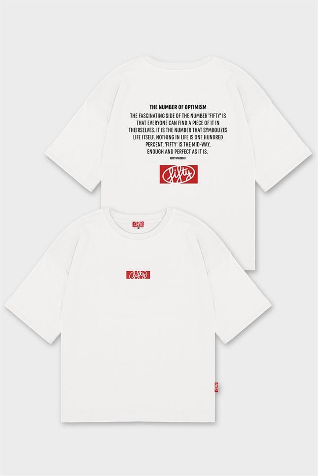 Fifty Pieces-Beyaz Düşük Omuzlu Sırt Baskılı T-Shirt-T-Shirts-6-roqelvaxirum.shop