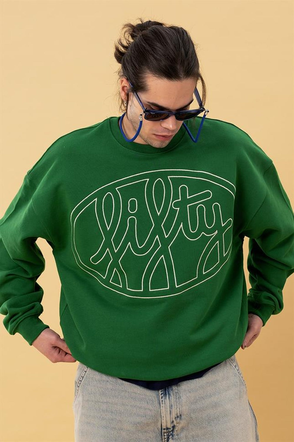 Fifty Pieces-Canlı Yeşil Core Oversize Sweatshirt-Sweatshirts & Hoodies-2-roqelvaxirum.shop