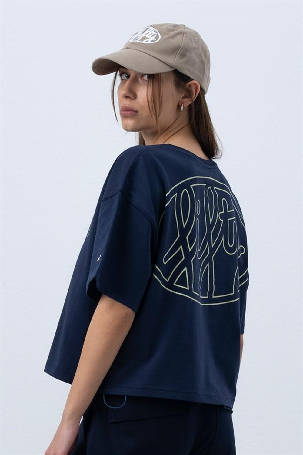 Fifty Pieces-Lacivert Core Oversize Mid Length T-Shirt-T-Shirts-2-roqelvaxirum.shop