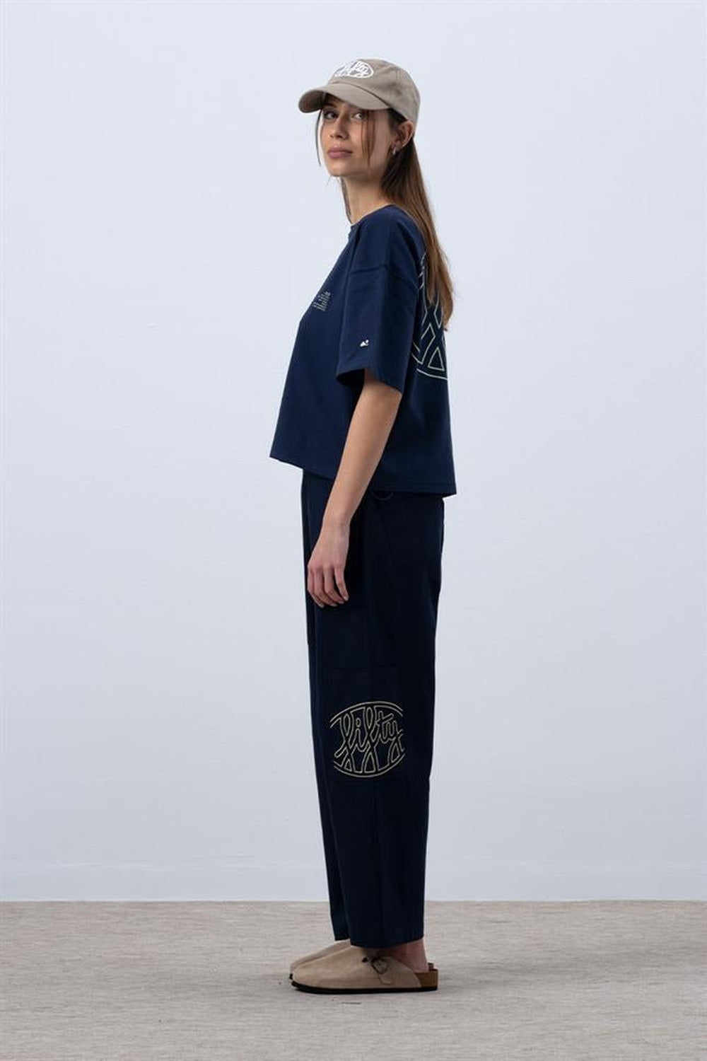 Fifty Pieces-Lacivert Core Oversize Mid Length T-Shirt-T-Shirts-5-roqelvaxirum.shop