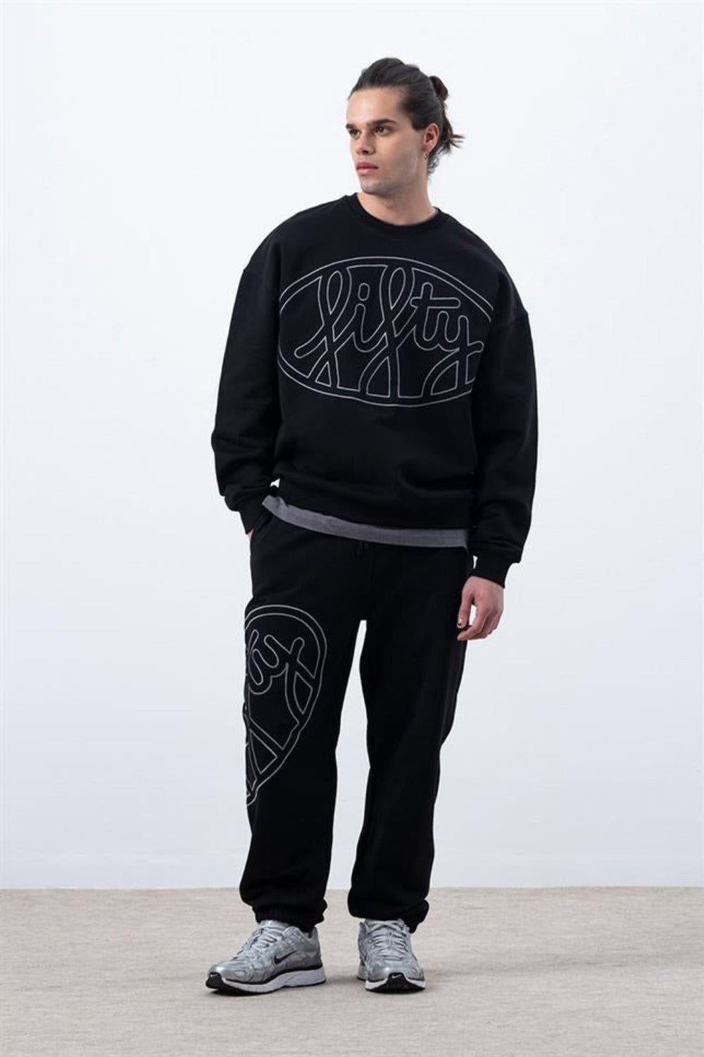 Fifty Pieces-Siyah Core Loose Fit Jogger-Eşofman-1-roqelvaxirum.shop