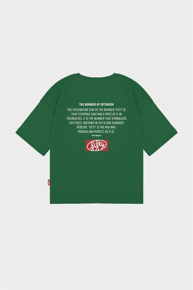 Fifty Pieces-Yeşil Düşük Omuzlu Sırt Baskılı T-Shirt-T-Shirts-8-roqelvaxirum.shop