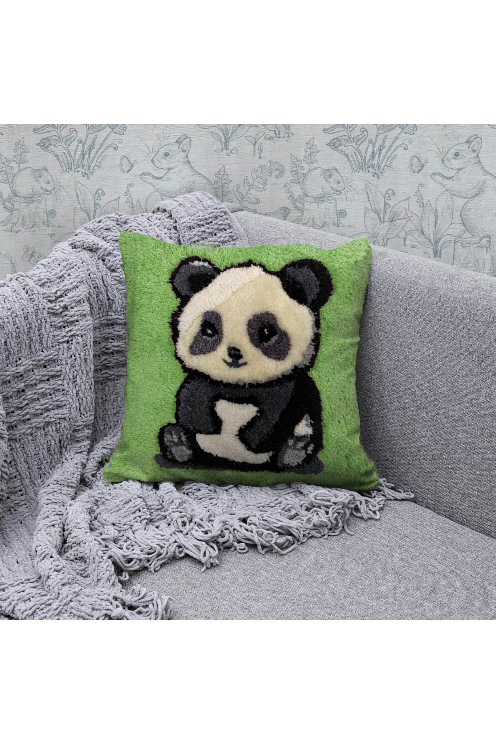 Fille á Fille Design Studio-Panda Yeşil Kırlent-Kırlent-2-roqelvaxirum.shop