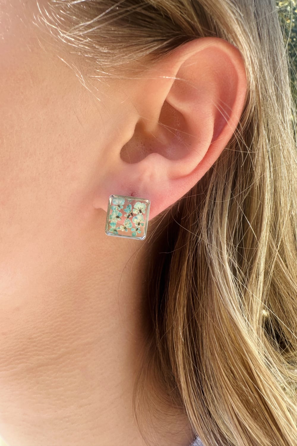 Fiorel Design-Teeny Weeny Square Rhodium - Blue-Küpe-2-roqelvaxirum.shop