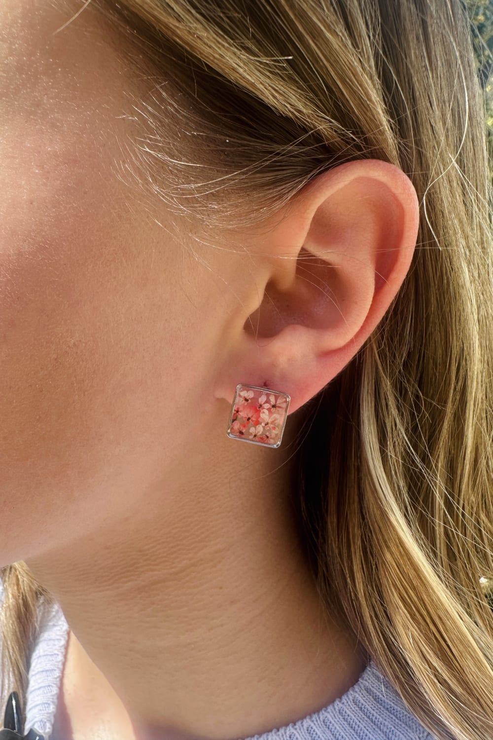 Fiorel Design-Teeny Weeny Square Rhodium - Pink-Küpe-2-roqelvaxirum.shop