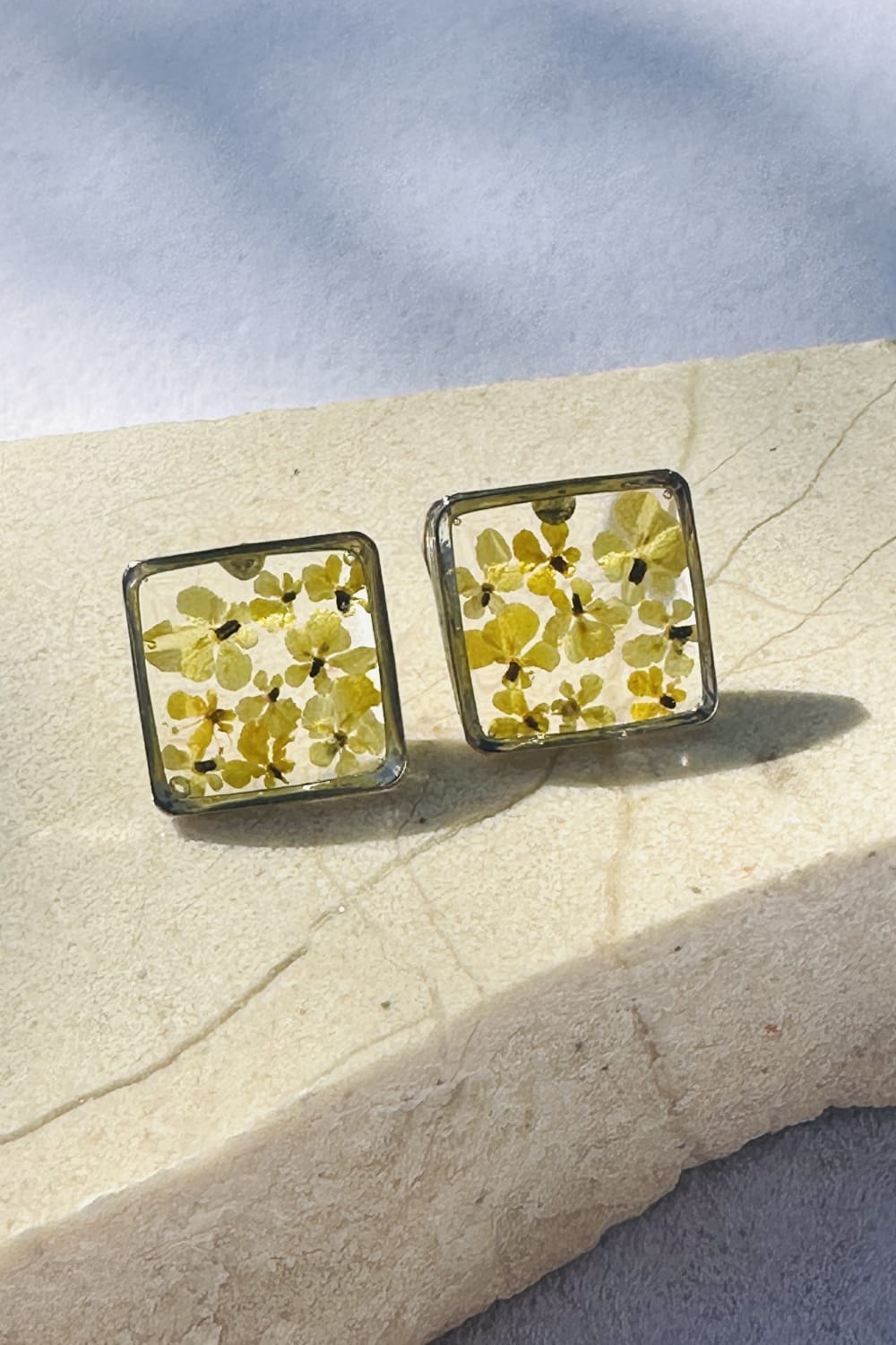 Fiorel Design-Tiny Garden Square Rhodium - Yellow-Küpe-1-roqelvaxirum.shop