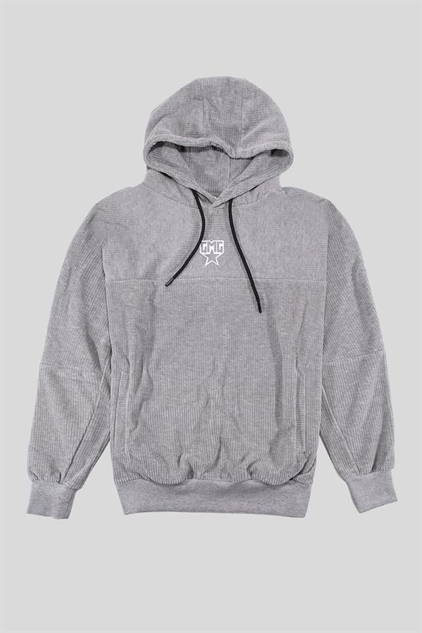 GMG Firenze-Kapüşonlu Baskı Detaylı Kadife Erkek Sweatshirt-SWEATSHIRT-5-roqelvaxirum.shop