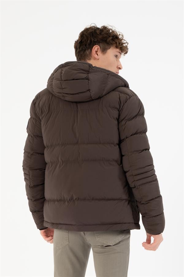 Kapüşonlu Slim Fit Erkek Mont