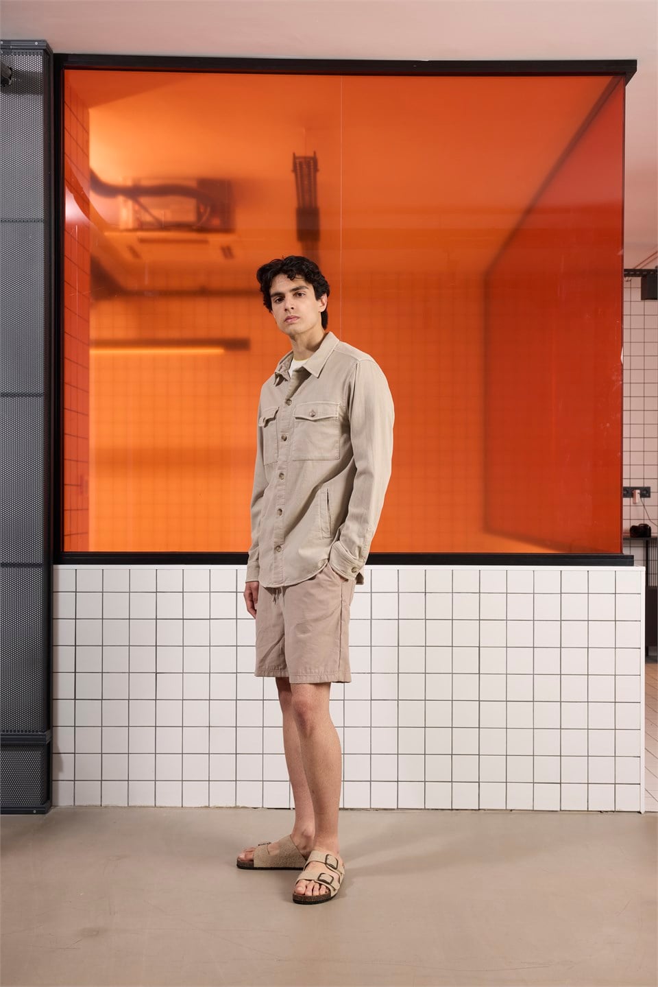 GMG Firenze-Regular Fit Moleskin Kumaş Erkek Dış Gömlek-SWEAT MONT-2-roqelvaxirum.shop