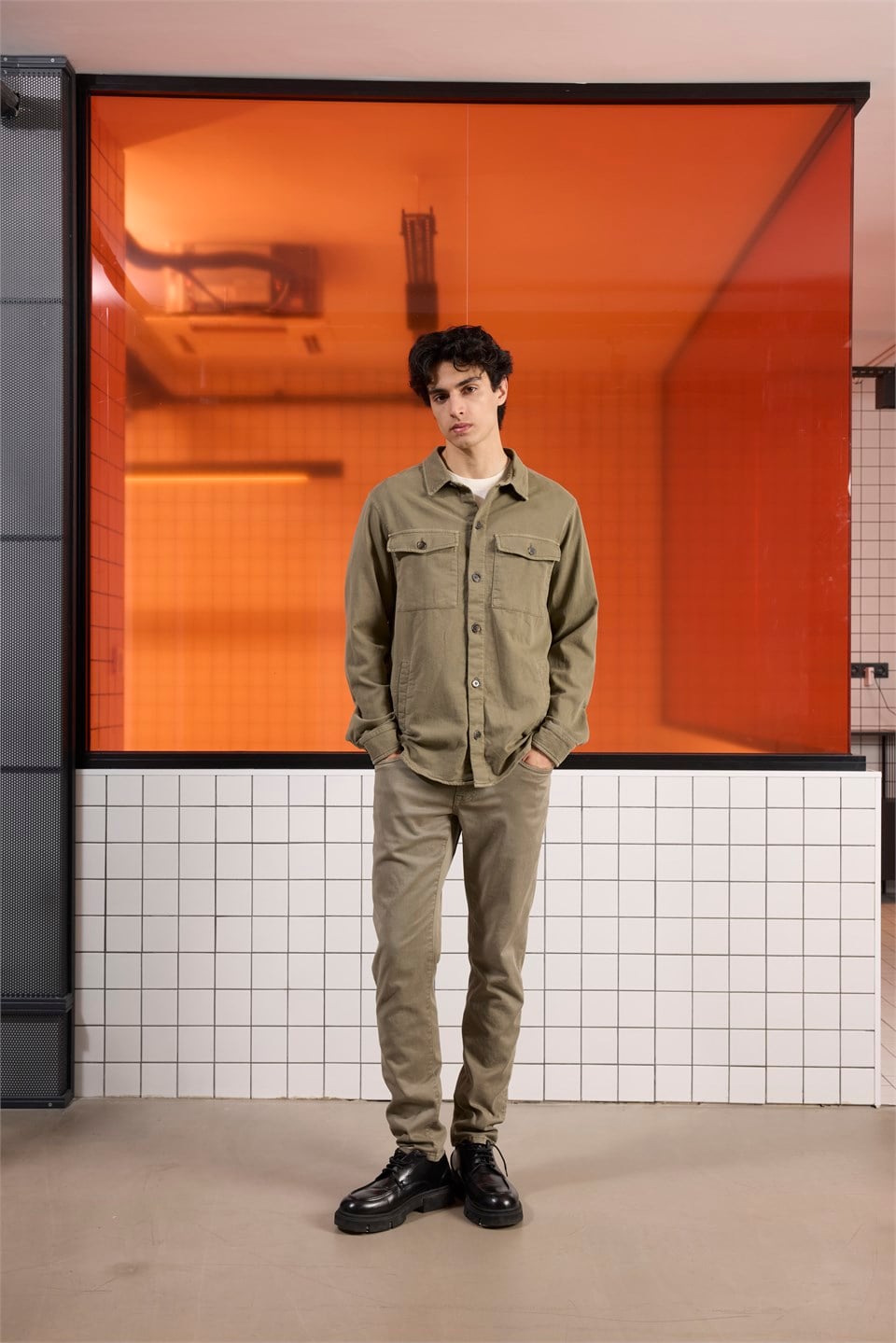 GMG Firenze-Regular Fit Moleskin Kumaş Erkek Dış Gömlek-SWEAT MONT-2-roqelvaxirum.shop
