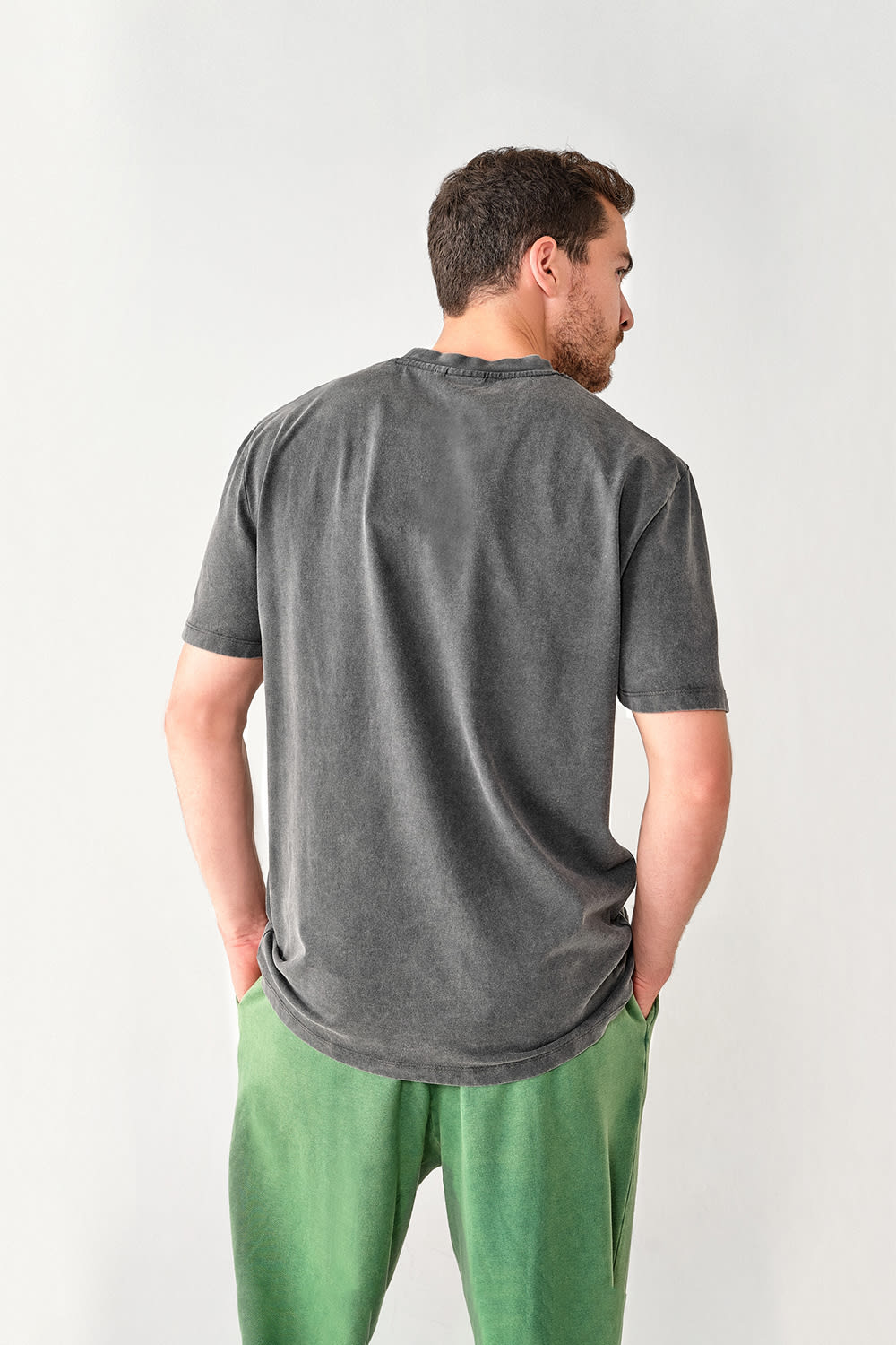 GNP İstanbul-Acid Washed Regular Fit Dark Grey Tshirt-T-Shirts-3-roqelvaxirum.shop