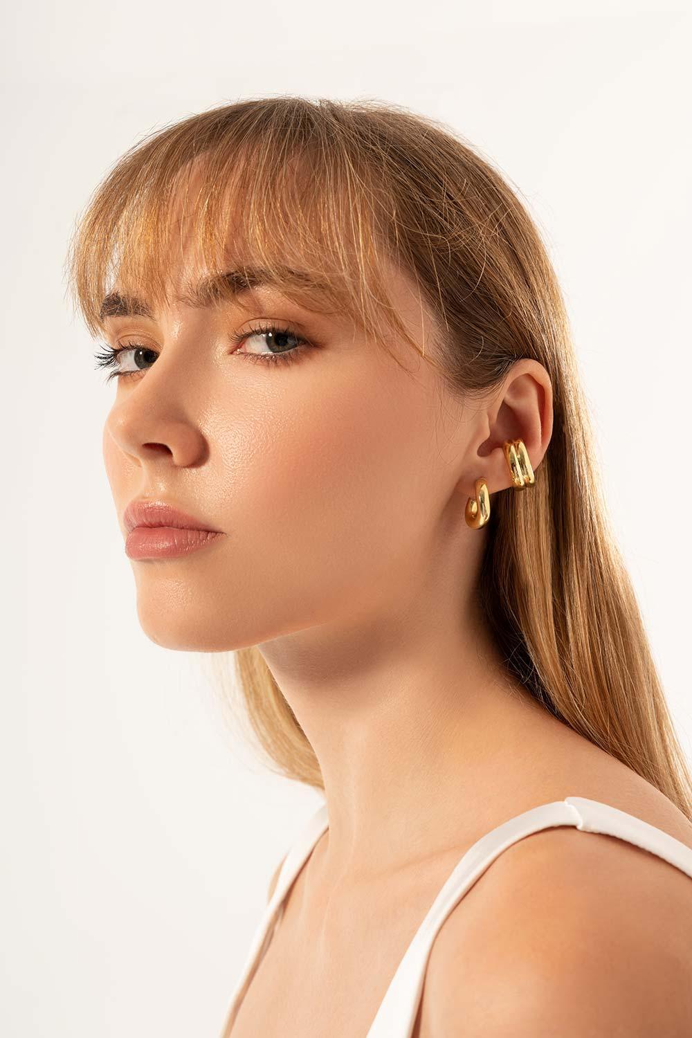 Gal İstanbul-Twin Earcuff Gold-Küpe-2-roqelvaxirum.shop