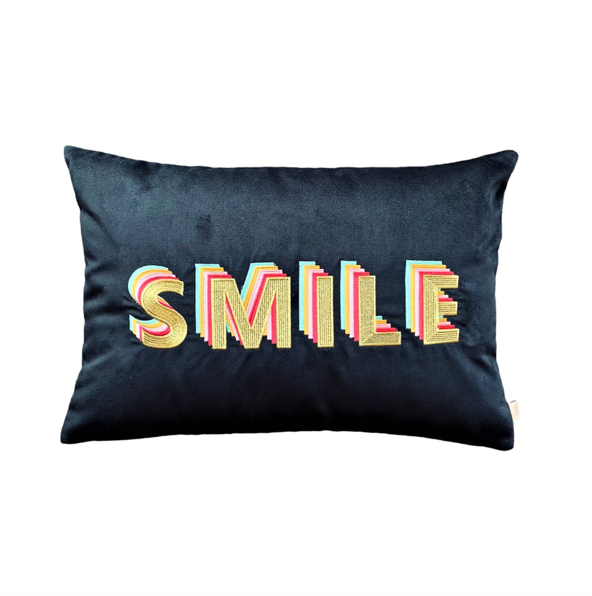 Ge Living-Smile Desenli Lacivert Kadife Dekoratif Kırlent Kılıfı 35 X 50-Kırlent Kılıfı-1-roqelvaxirum.shop